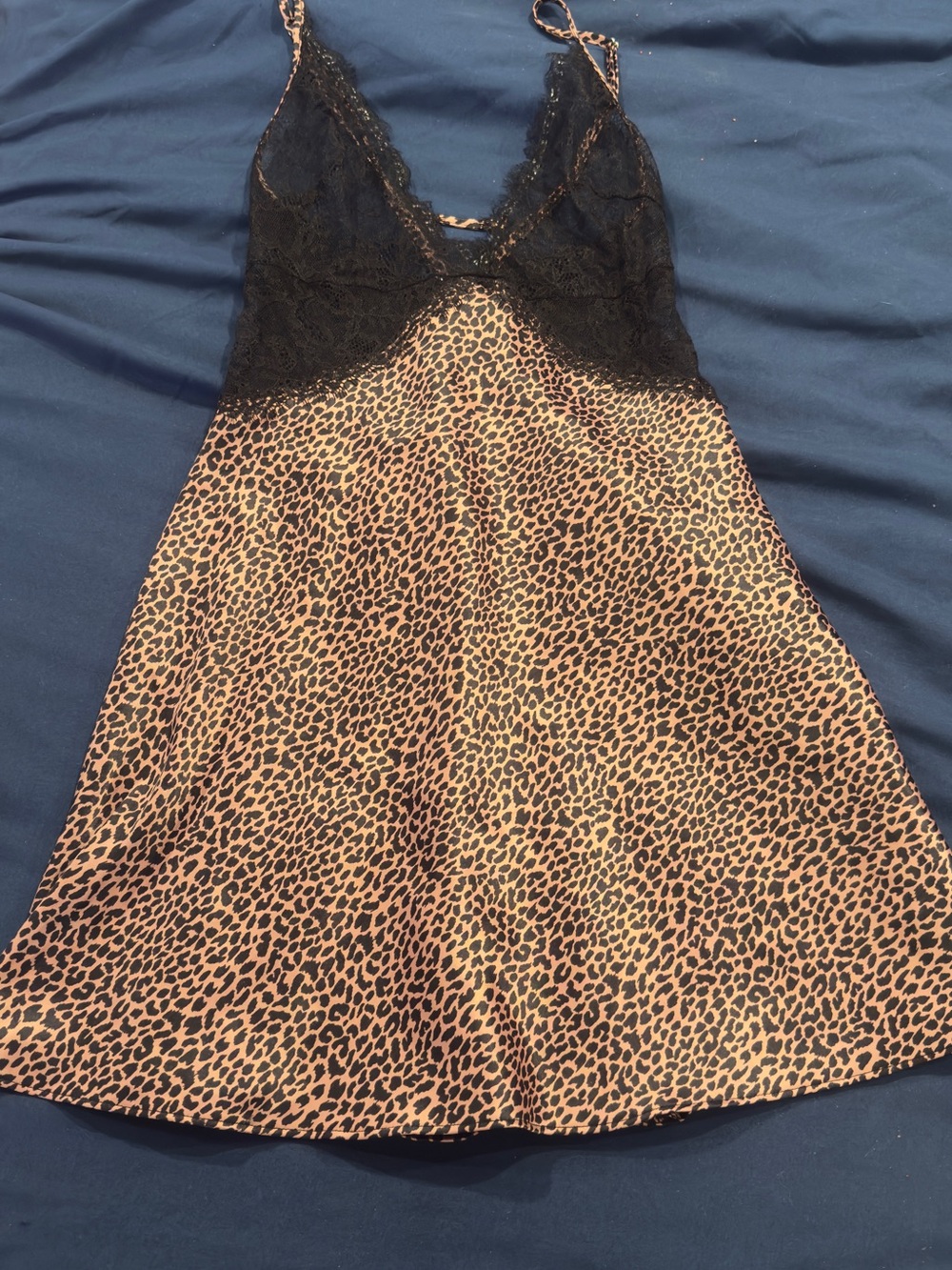 Victoria's Secret Black & Brown Leopard Lace Chemise